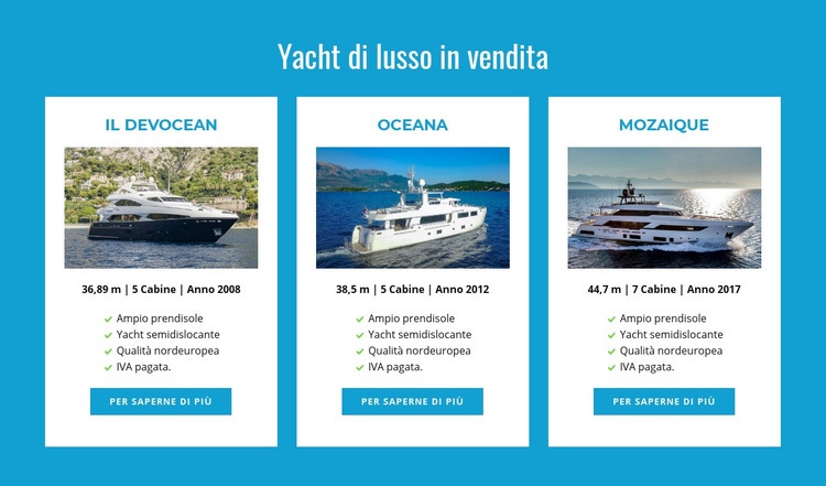 Yacht di lusso in vendita Progettazione di siti web