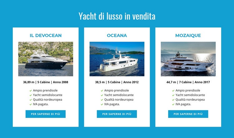 Yacht di lusso in vendita Mockup del sito web