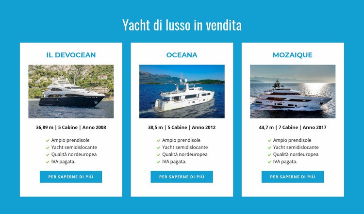 Yacht di lusso in vendita Un modello di pagina