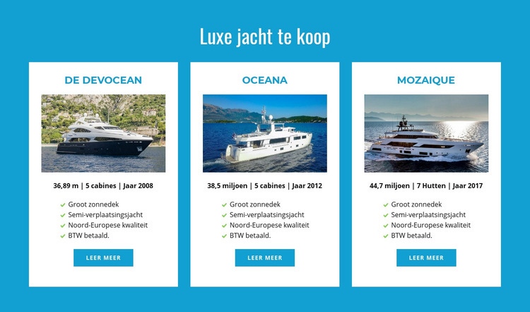 Luxe jachten te koop Website ontwerp