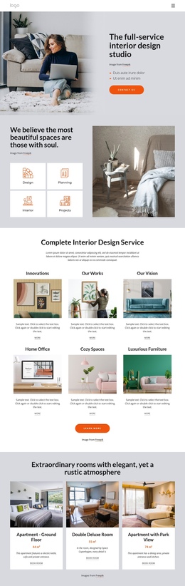 The Full-Service Interior Studio - One Page Bootstrap Template