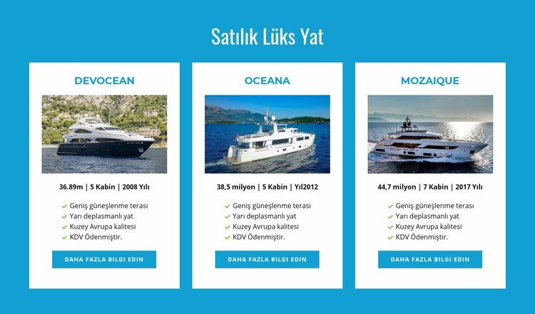 Satılık Lüks Yatlar Açılış sayfası