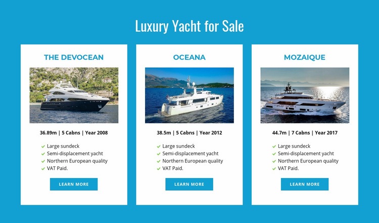 Luxury Yachts for Sale Webflow Template Alternative