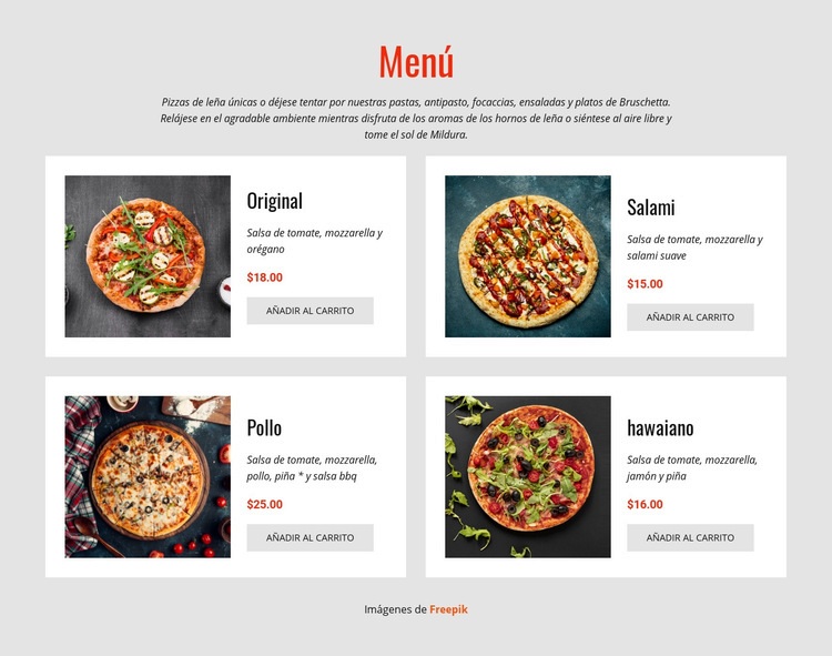 Pizza en línea Creador de sitios web HTML