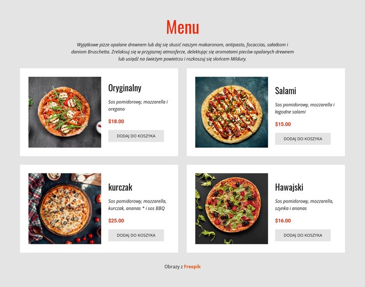 Pizza Online Szablony do tworzenia witryn internetowych