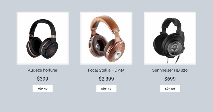 Köp hörlurar online HTML-mall
