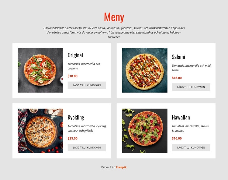 Pizza Online Webbplats mall