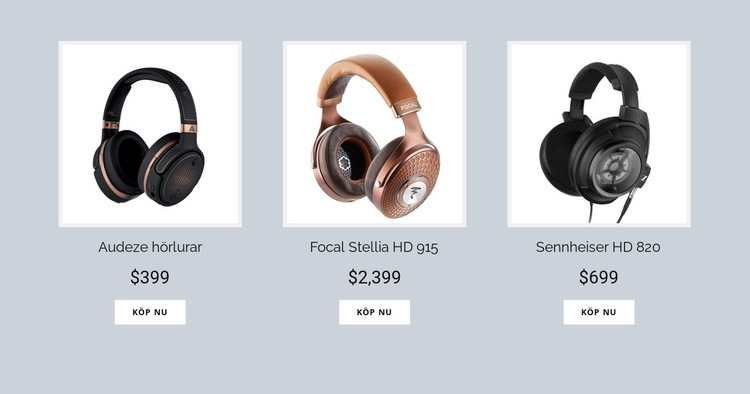 Köp hörlurar online Webbplats mall
