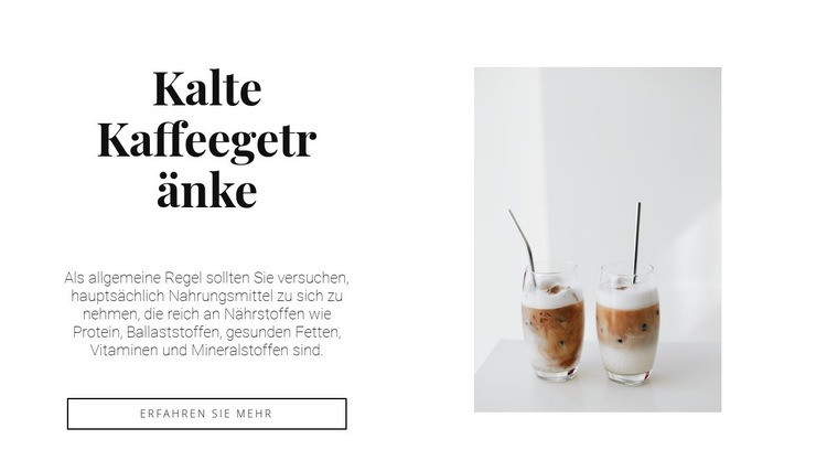 Kalte Kaffeegetränke Website-Modell