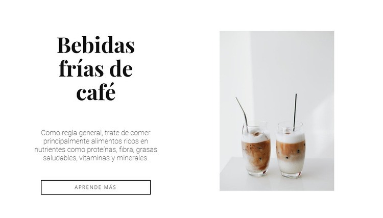 Bebidas frías de café Diseño de páginas web
