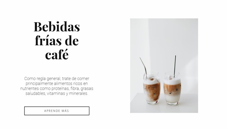 Bebidas frías de café Maqueta de sitio web