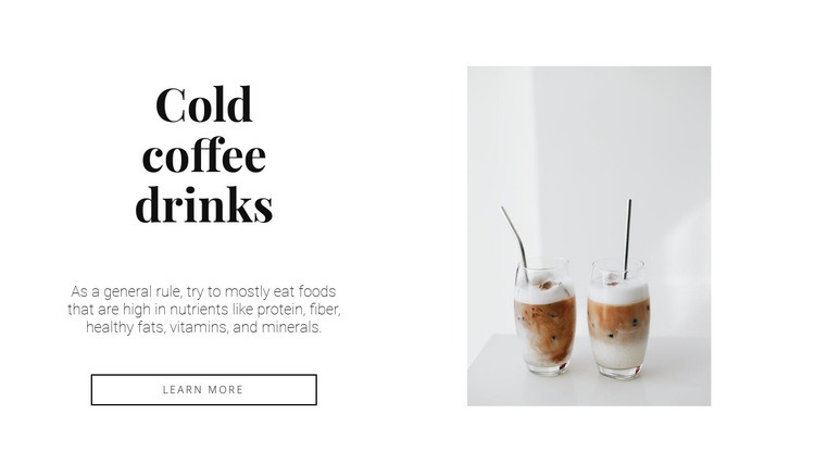 Cold coffee drinks Homepage Design