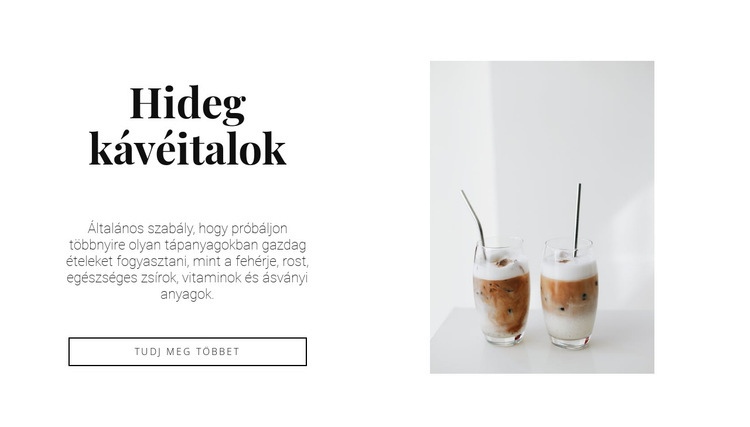 Hideg kávéitalok Weboldal tervezés