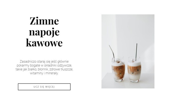 Zimne napoje kawowe Makieta strony internetowej