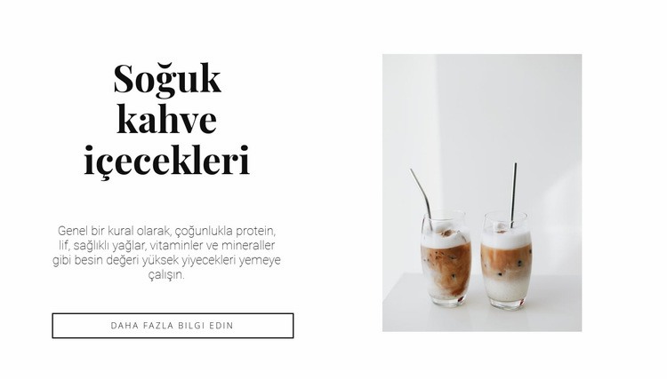 Soğuk kahve içecekleri Web Sitesi Mockup'ı