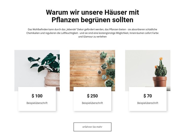 Begrünung unserer Häuser Website Builder-Vorlagen