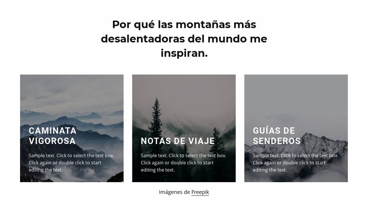 Las montañas me inspiran Maqueta de sitio web