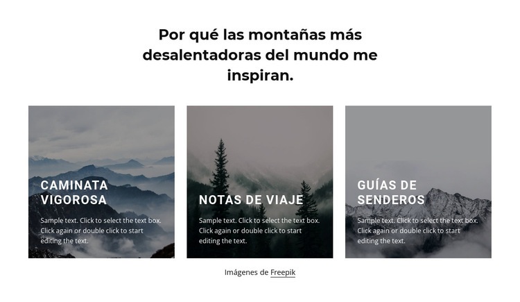 Las montañas me inspiran Página de destino