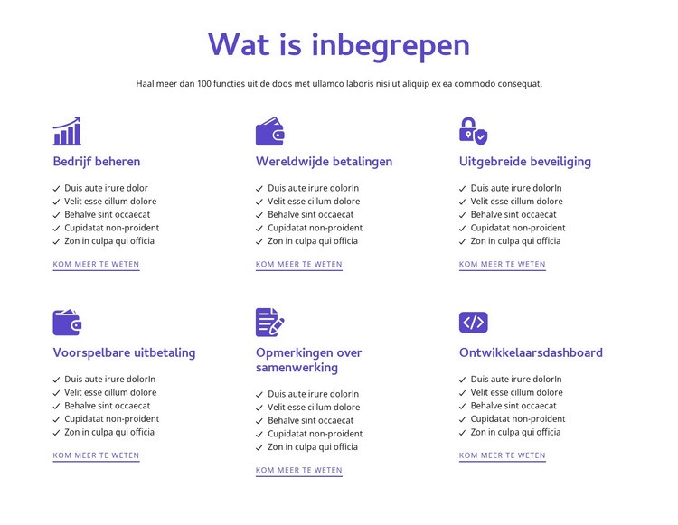 Wat zit erbij Sjabloon voor één pagina