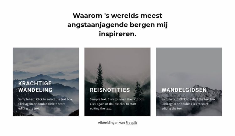 Bergen inspireren mij Website ontwerp