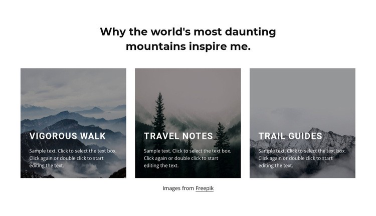 Berg inspirerar mig Html webbplatsbyggare