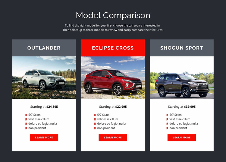 Model Comparison Website Design