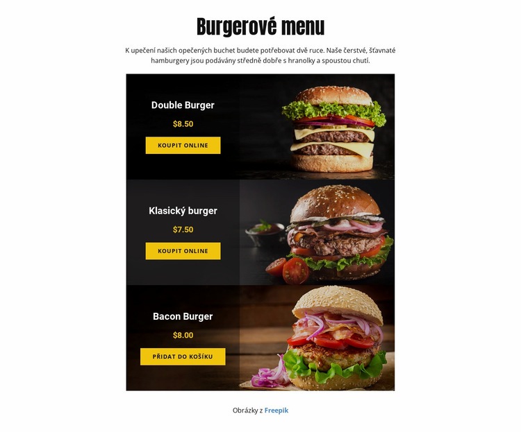 Burgerové menu Šablona HTML