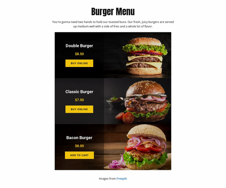 Burger Menu Website Template