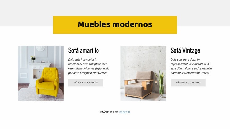 Muebles modernos Maqueta de sitio web