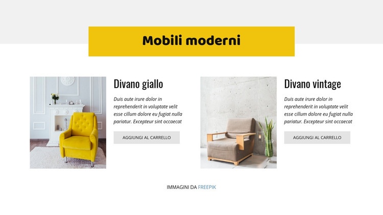 Mobili moderni Mockup del sito web
