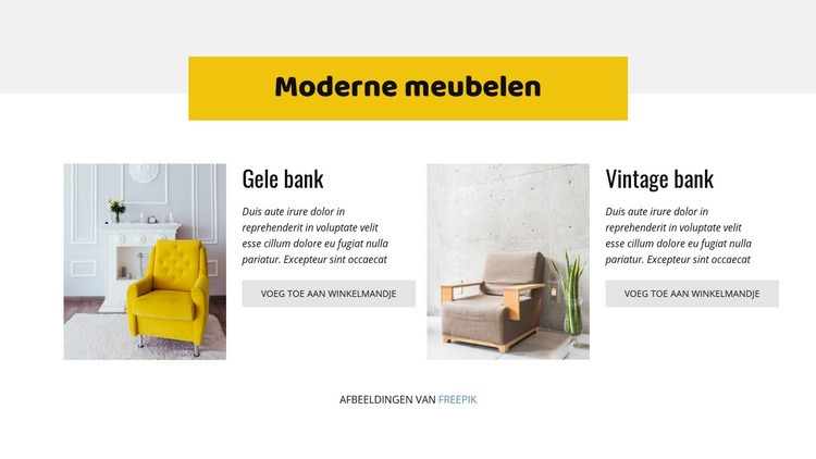 Moderne meubelen Website mockup