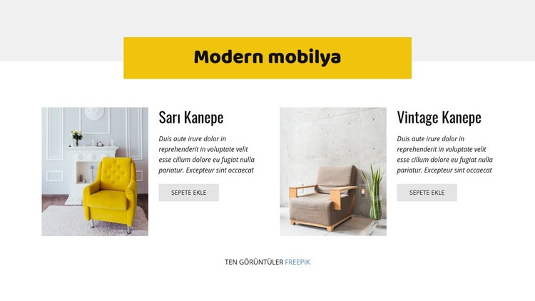 Modern mobilya Açılış sayfası