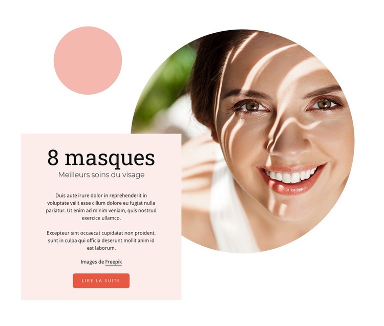 Masques faciaux Page de destination