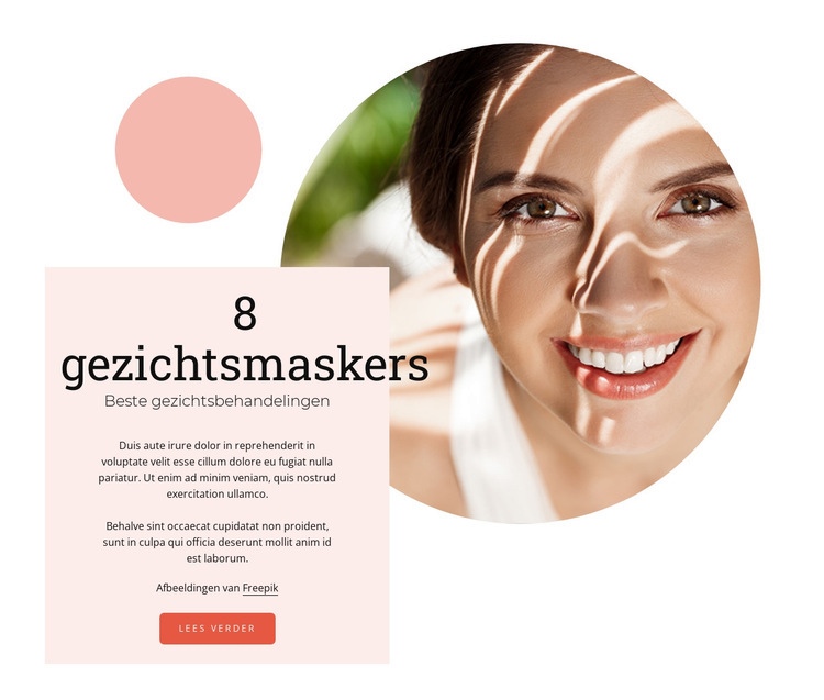 Gezicht maskers Website ontwerp
