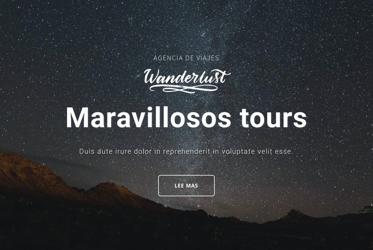 Maravillosos tours Maqueta de sitio web