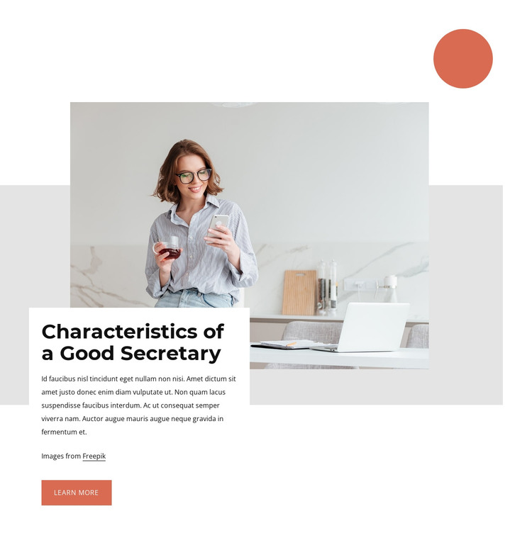 Characteristics of a good secretary HTML Template