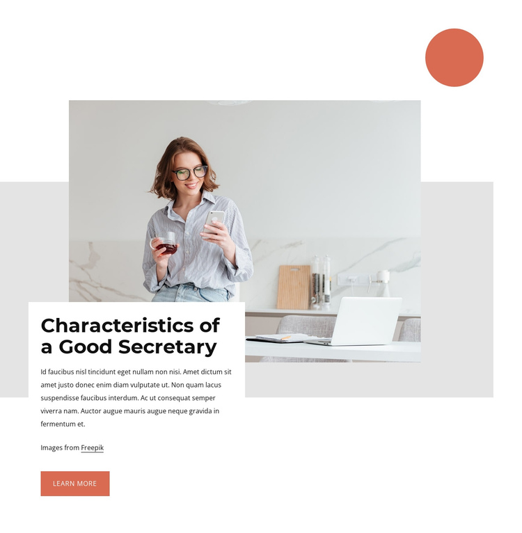 Characteristics of a good secretary One Page Template