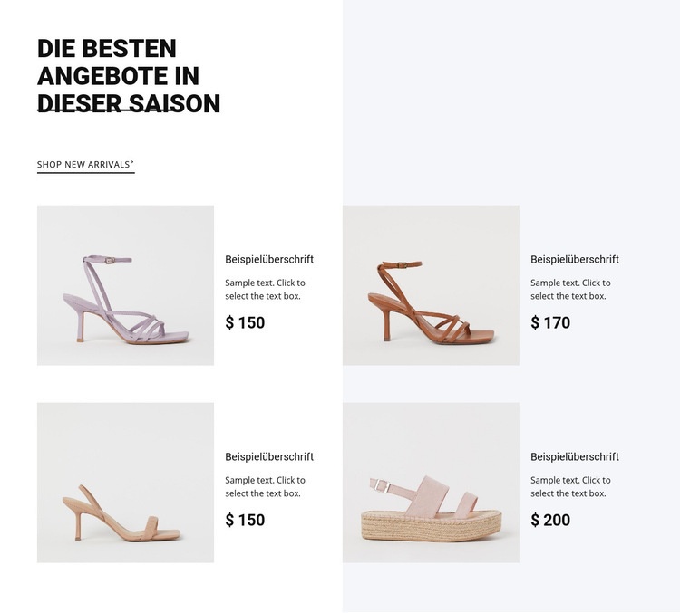 Die besten Angebote in dieser Saison Website Builder-Vorlagen