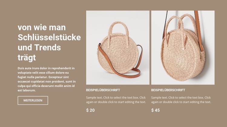 Neue Taschenkollektion CSS-Vorlage