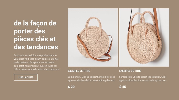 Nouvelle collection de sacs Modèle HTML5