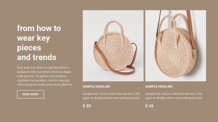 New bags collection HTML Template