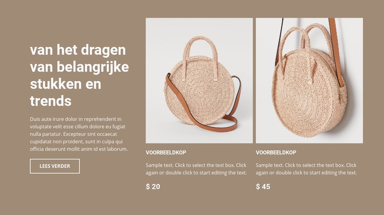 Nieuwe tassencollectie Website mockup