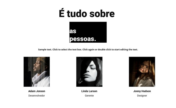 É tudo sobre as pessoas Design do site