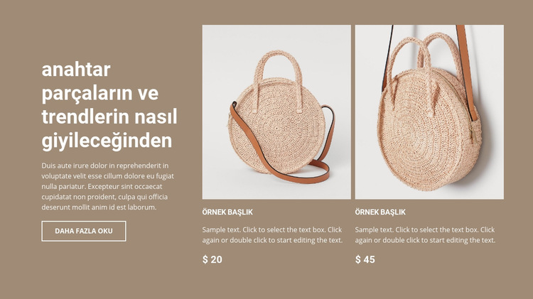 Yeni çanta koleksiyonu Web Sitesi Şablonu