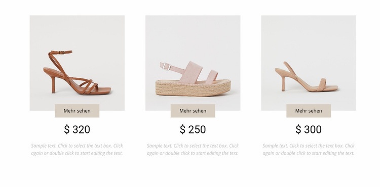 Kollektion femininer Schuhe Landing Page