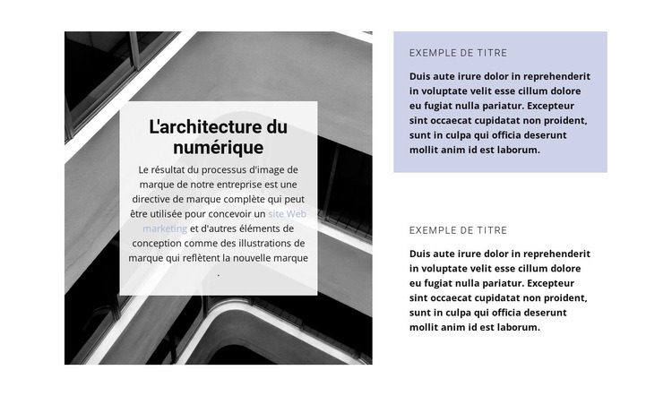 Direction architecturale Maquette de site Web