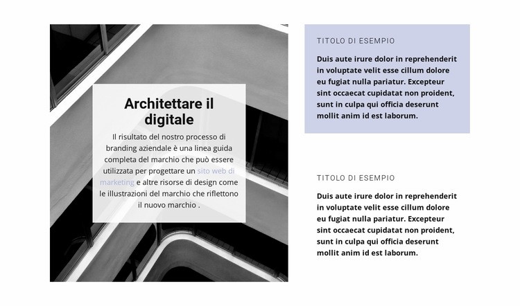 Direzione architettonica Mockup del sito web
