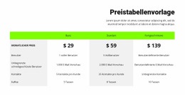 Preistabelle Mit Grünem Header - Kostenloser Download-Website-Builder