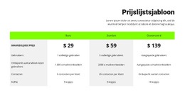 Prijslijst Met Groene Kop - Bootstrap-Sjabloon Van Één Pagina