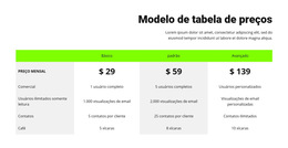 Modelo De Plataforma De Lançamento Para Tabela De Preços Com Cabeçalho Verde